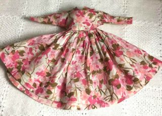 1958 Vintage Vogue Jill 3368 Pink Flower Print Dress W Hat Slip Panties Shoes 2