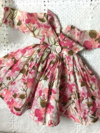 1958 Vintage Vogue Jill 3368 Pink Flower Print Dress W Hat Slip Panties Shoes 3