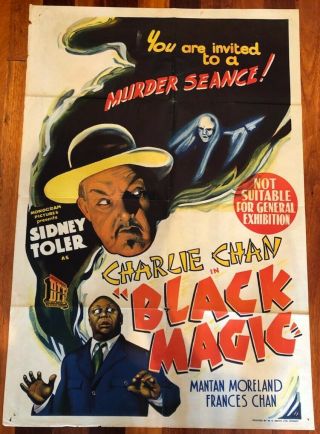 Charlie Chan Black Magic Sidney Toler Orig 1944 Rare Australian 1sh