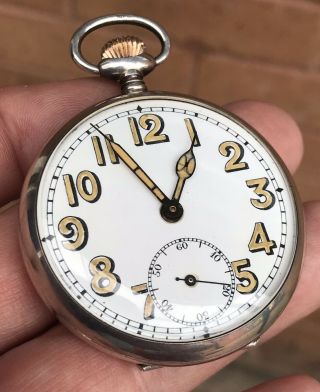 A Gents Vintage “military Style” Solid Silver Pocket Watch,  Birm 1917.