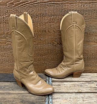 Justin Boots Vintage Leather Cowgirl Western Tall Cowboy Boots Women 