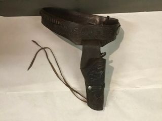 Vintage Western Leather Holster And Belt.  Reads Mexico 38.  357,  Right Hip