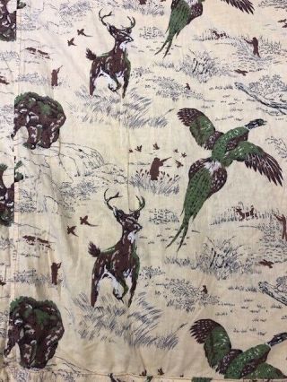 Vintage Down Sleeping Bag,  Flannel Lined - Bear,  Buck & Pheasant Hunting Design