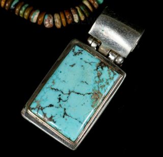 Vintage Old Pawn Navajo Blue Spiderweb Turquoise Sterling Pendant