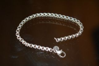 Vintage Tiffany & Co.  Sterling Silver Venetian Box Chain Link Bracelet 7