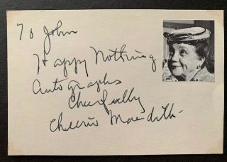 Rare - Cheerio Meredith Autograph - Andy Griffith - Bonanza - Three Stooges