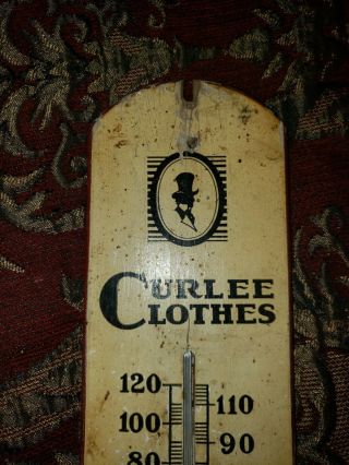 Vintage Curlee Clothes Advertising Thermometer Sign,  General Store Antique Therm 3