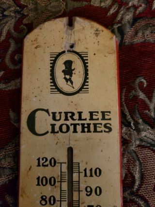 Vintage Curlee Clothes Advertising Thermometer Sign,  General Store Antique Therm 7
