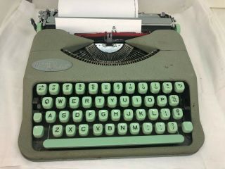 Vintage Seafoam Green Hermes Rocket Typewriter With Case Green Keys Switzerland