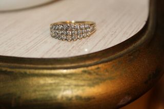 Vintage 14k Yellow Gold Diamond 1/2 Carat Ring With A Cluster Tier Of Diamonds