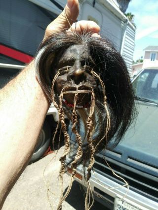 Shrunken head,  oddity,  vintage incredibly realistic,  real skin and hair 4