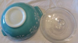 Pyrex Blue with lid 2 1/2 qts Ovenware Made in USA 8 1/2 