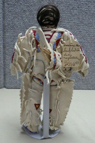 Antique Vintage Black Feet Native American Indian Doll 1941 With Tag 5