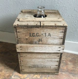Vintage Hercules Carboy Box Company 5 Gallon Glass Jug Bottle Wood Crate Rare