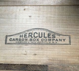 Vintage HERCULES Carboy Box Company 5 Gallon Glass Jug Bottle Wood Crate RARE 4