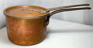 VINTAGE DUPARQUET HUOT MONEUSE CO DH&M YORK COPPER POT & LID 11