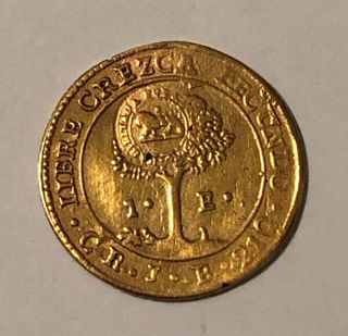 Hn Central America Republic Costa Rica 1849 Escudo Gold Vf,  Rare So575