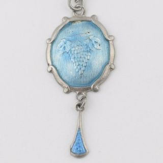 Vtg Art Nouveau Charles Horner Guilloche Enamel Sterling Silver Pendant Necklace