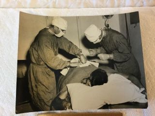 Ww2 Era Official Us Coast Guard Photo Fingers Of Mercy Navy Doctor Wounded Man