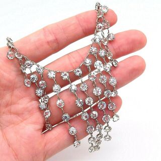 Antique Art Deco 925 Sterling Silver Sparkly Rhinestone Collectible Necklace