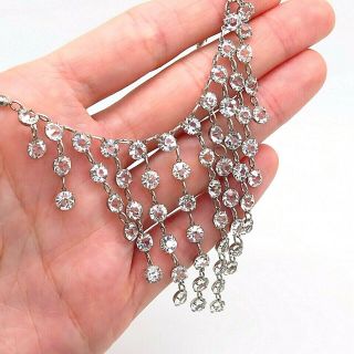 Antique Art Deco 925 Sterling Silver Sparkly Rhinestone Collectible Necklace 2