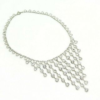 Antique Art Deco 925 Sterling Silver Sparkly Rhinestone Collectible Necklace 3