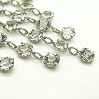Antique Art Deco 925 Sterling Silver Sparkly Rhinestone Collectible Necklace 7