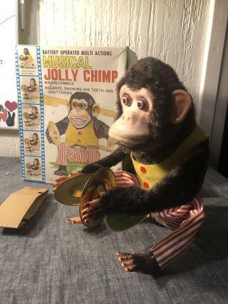 Vintage Jolly Chimp Clapping Monkey Battery Operated Toy Made In Japan Daishin