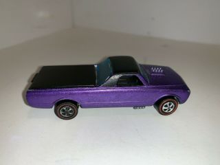 Vintage Hot Wheels Redline 1967 Custom Fleetside Purple Usa Ex Shape Mattel