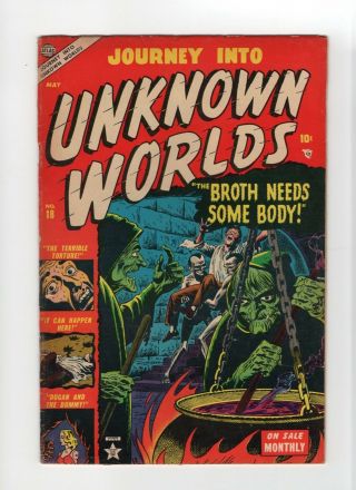 Journey Into Unknown Worlds 18 Fn - 5.  5 Vintage Marvel Atlas Comic Witch Cover
