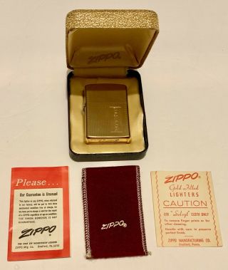 Zippo Lighter 10k Gold Filled With Papers Also Box Vintage