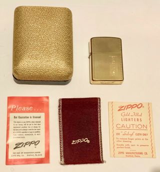 Zippo Lighter 10K Gold Filled with papers also box Vintage 3