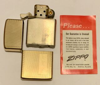 Zippo Lighter 10K Gold Filled with papers also box Vintage 7
