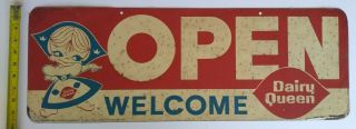 Rare Vintage 1962 Dairy Queen Ice Cream Restaurant Open Sign - Double Sided