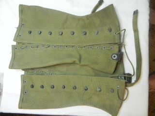 Wwii Us Army Military Canvas Leggings Spats Gaiters Marked 11 - 3 - 42