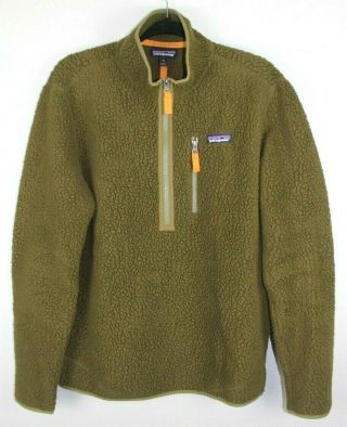 Vintage Patagonia Retro Pile Fleece Jacket Size Medium Classic Olive Zip Up