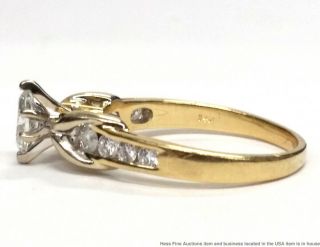 14K Yellow Gold Diamond Marquise Center 0.  80ctw Ladies Vintage Ring Size 8.  75 4