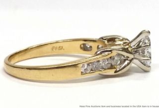 14K Yellow Gold Diamond Marquise Center 0.  80ctw Ladies Vintage Ring Size 8.  75 5