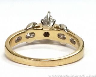 14K Yellow Gold Diamond Marquise Center 0.  80ctw Ladies Vintage Ring Size 8.  75 6