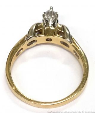 14K Yellow Gold Diamond Marquise Center 0.  80ctw Ladies Vintage Ring Size 8.  75 7