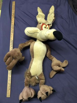 Vtg Wile E.  Coyote 30 " Plush Stuffed Toy Warner Bros Poseable Posable Six Flags