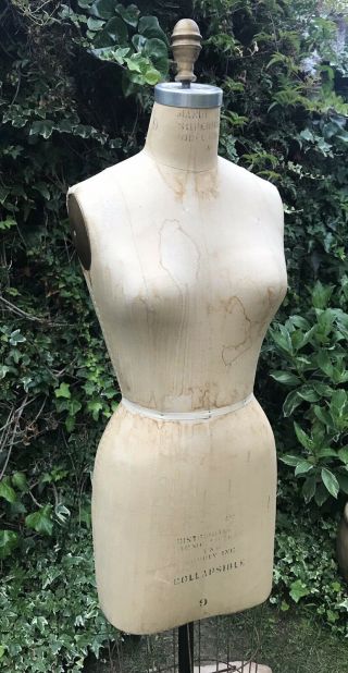 Vintage Dress Form Mannequin Store Display Superior Model Wire Cage Wheel Base