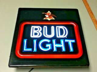 Budweiser Beer Sign Vintage Light Box Neo - Neon Graphic Bud Light Lighted Bar