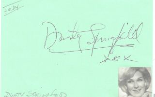 Dusty Springfield - Vintage Hand Signed Album Page With.  Scarce.