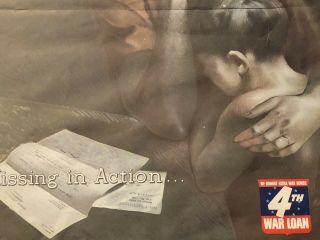 1943 Xavier Gonzalez War Bond Poster Missing in Action Mother & Young Boy 3