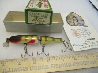 Vintage Creek Chub 2601 Perch Jointed Pikie Wood Fishing Lure W/ Box,  Cat