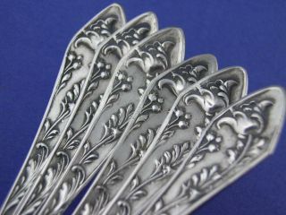 800 Silver Set Of 6 Spoons Art Nouveau Floral Pattern No Mono