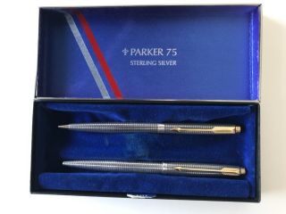 Parker 75 Sterling Silver Pen And Pencil Set - Vintage -