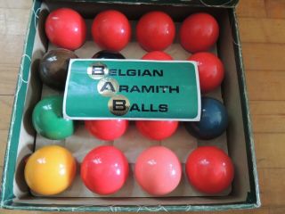 Vintage Belgian Aramith Pool Snooker Balls 2 1/16  Set of 16 2