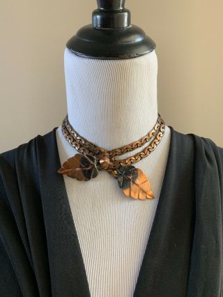 Vintage Mid Century Modern Rebajes Copper Leaf Necklace Small Neck Make Offer